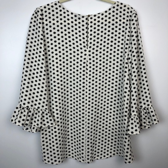 Bobeau polka dot black white top blouse medium - Picture 4 of 7